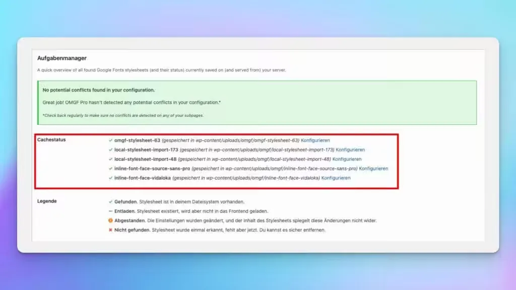 Der WordPress OMGF Schriften Cache