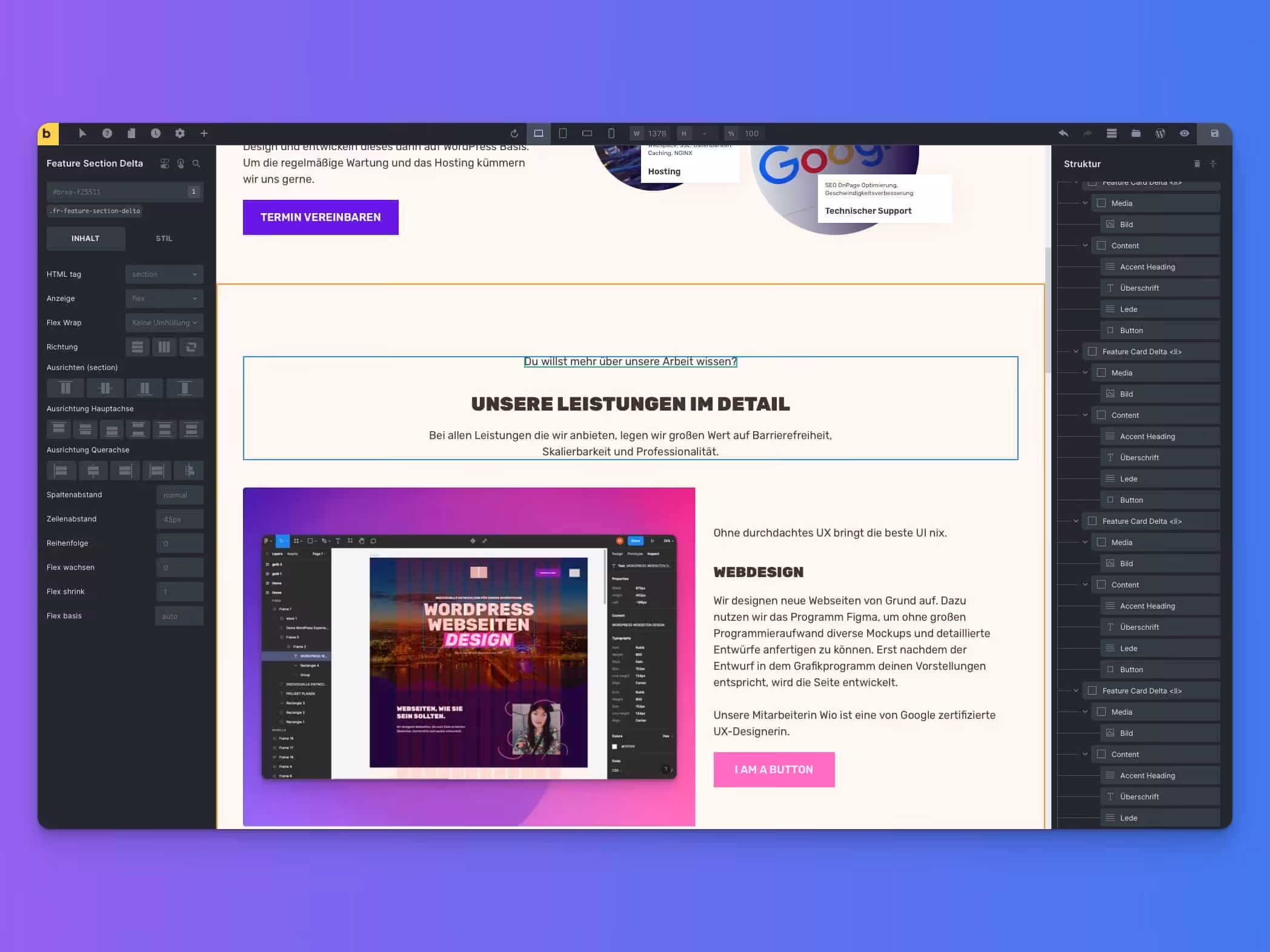 Ein Screenshot vom BricksBuilder