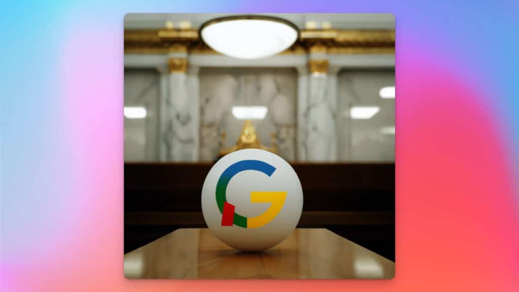 Das Google Logo sitzt vor einem Gericht