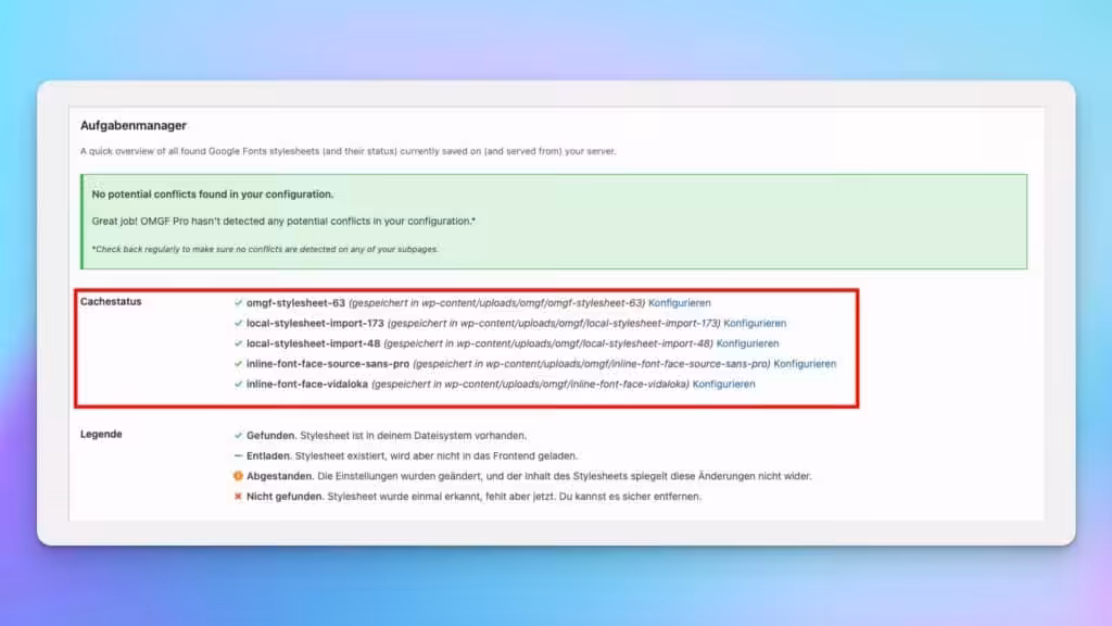 Der WordPress OMGF Schriften Cache
