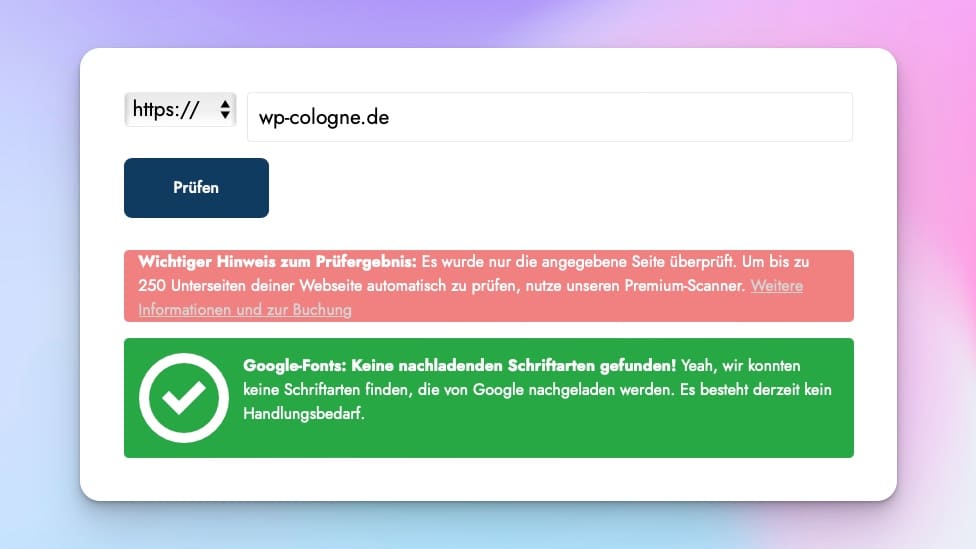 Google Fonts Checker von sicher3.de