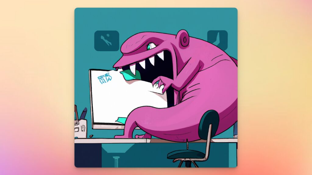 Monster isst eine Webseite auf