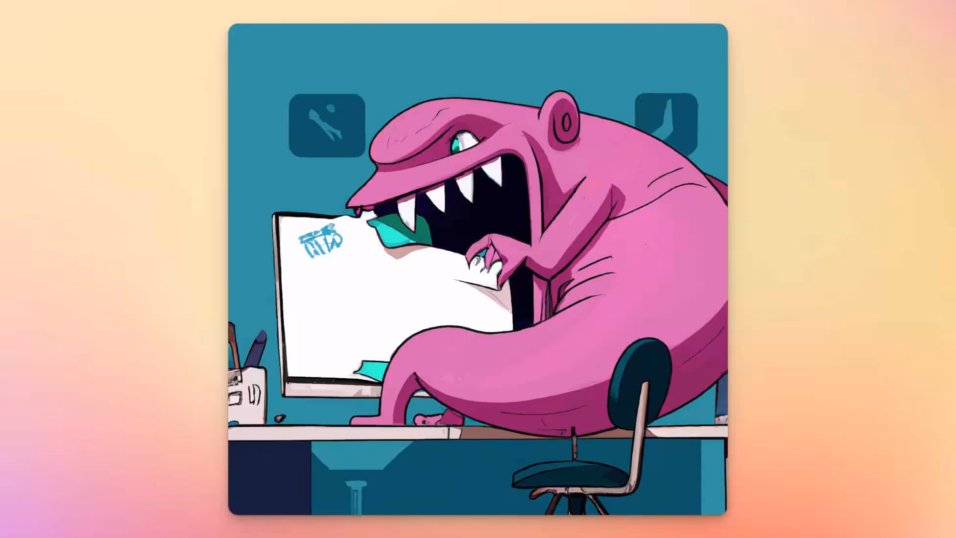 Monster isst eine Webseite auf